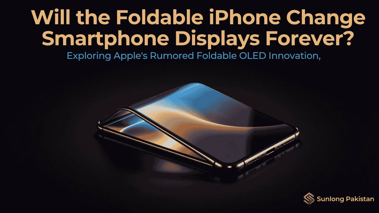 Concept illustration of a foldable smartphone with a flexible OLED display representing Apple's rumored foldable iPhone and the future of smartphone display technology.