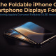 Concept illustration of a foldable smartphone with a flexible OLED display representing Apple's rumored foldable iPhone and the future of smartphone display technology.